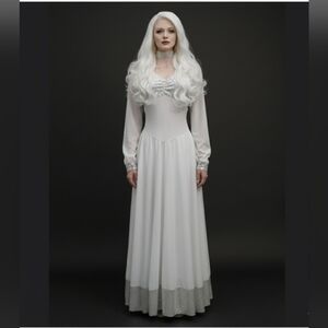 White Dress w/Silver/DANCE WEAR/Halloween Custome/Princess Dress